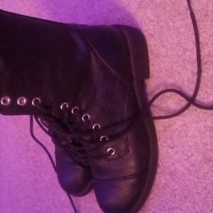 Women's Black Lace-Up Boots